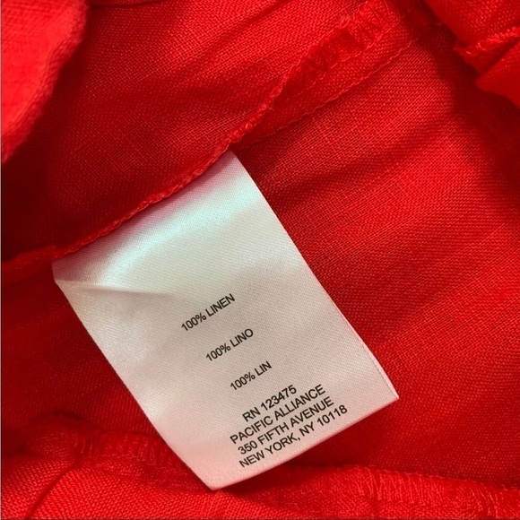 Ellen Tracy Womens Red Linen Pants | Pull-On Trouser Pockets | Size Small - Picture 7 of 9